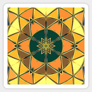 Cartoon Mandala Yellow Orange and Green Sticker